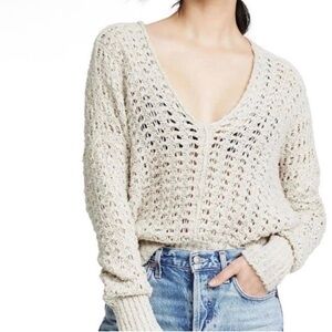 Free People Best Of You Open Knit Sweater Size Medium Cotton